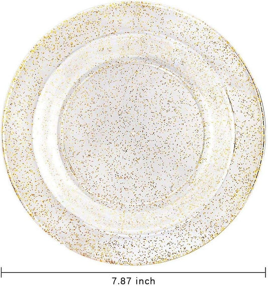 Liacere 60Pieces Gold Plastic Bowls-Disposable Gold Glitter Dessert Bowls-12OZ Premium Plastic Soup Bowls for Wedding &Parties & Fall Decor