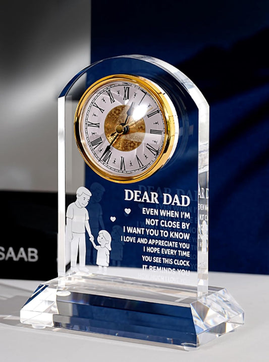 DEEWISH Clock Gifts for Dad from Daughter Son, Birthday Gifts for Dad Who Wants Nothing, Ideas, Unique, Elegant Clock with Gift Box & Card (Battery Not Included)