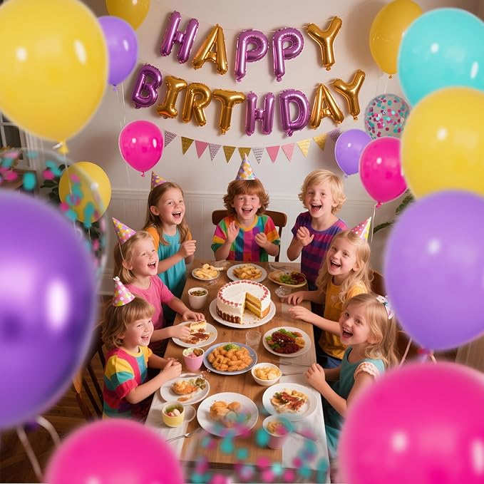 68Pcs Pink Purple Blue Balloon 12 Inch Confetti Balloons Yellow Teal Balloon for Kids Birthday Baby Shower Magic Theme Decoration Engagement Party Supplies.