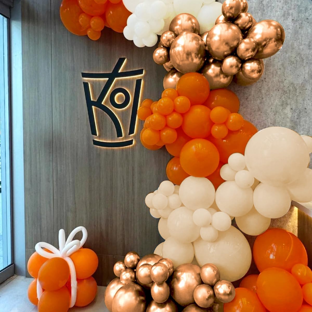 Fall Balloon Arch Kit, 160Pcs Orange White Metallic Copper Boho Thanksgiving Balloons Garland for Autumn Birthday Baby Shower Party Decorations