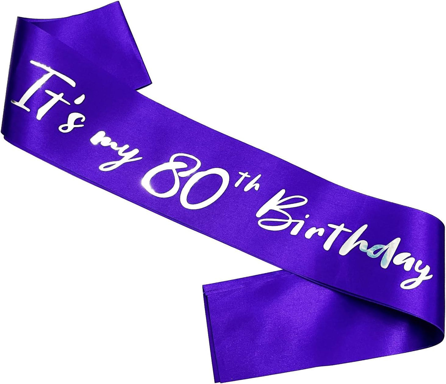 80th Birthday Sash, It's My 80th Birthday Sash Purple Silver, 80 Birthday Decorations Gifts for Women Men Happy 80th Birthday Party Favor Supplies