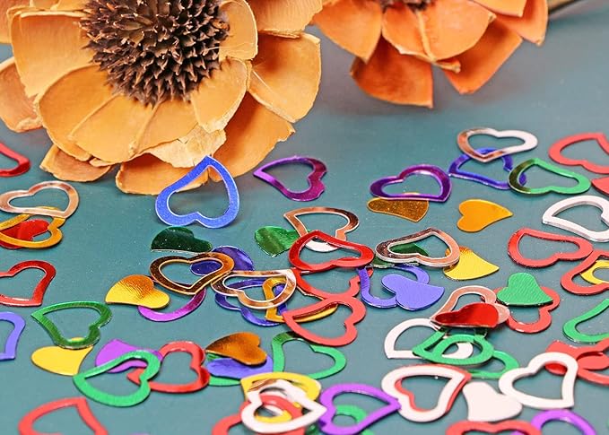ONLYKXY 1200Pcs Love Heart Shaped Confetti, Table Wedding Decoration, Glitter Confetti for Wedding Party (Multiple colors)