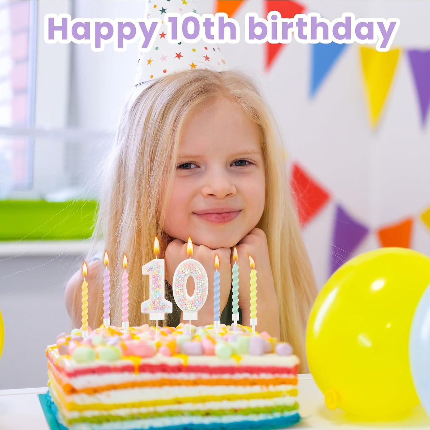 MTLEE Number 0 Birthday Candle with 12 Pcs Spiral Candles for Girls Macaron Pastel Rainbow Unicorn Pink Cake Topper for Sweet Theme Party Decoration