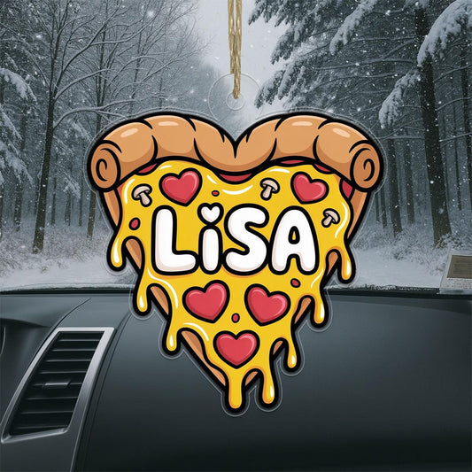 Personalized Heart Pizza Acrylic Ornament, Custom Pizza Lover Christmas Ornament, Funny Foodie Gift, Holiday Keepsake, Cute Pizza Decoration Acrylic Ornament – Personalized