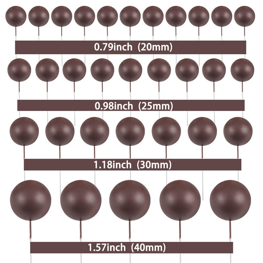 Gyufise 30Pcs Ball Cake Toppers Balls Cupcake Toppers Foam Ball Shaped Cake Picks DIY Balloons Cake Insert Topper for Wedding Enagement Baby Shower Birthday Party Cake Decorations Supplies Coffee
