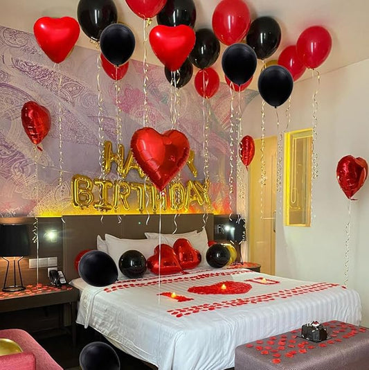 Red and Black Latex Balloons, 50Pcs 12inch Black Red White Party Balloons for Birthday,Wedding,Casino Party, Race Car Party,Valentine's Day Party Events Decorations