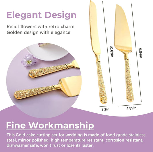 Custom Cake Cutting Set for Wedding Cake Knife and Server Set Personalized Gold Cake Cutter Gift for Anniversary Birthday Christmas
