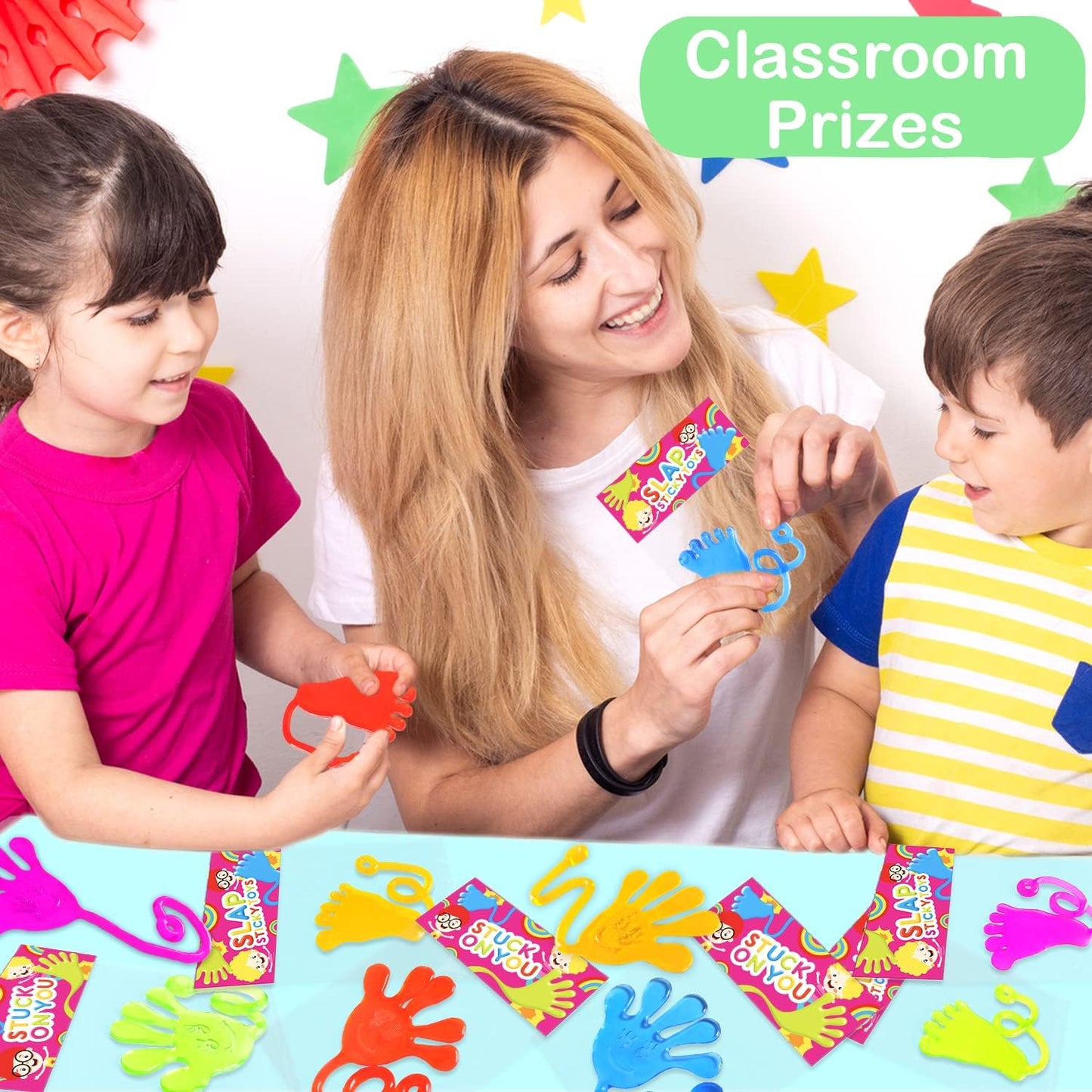 Large Sticky Hands Bulk Party Favors Supplies Toy Gifts for Kids (100 PCS), Christmas Goodie Bag Stocking Stuffer Fillers for Toddlers, Class Treats Prizes Pinata Parade Throw Giveaways for Boys Girls