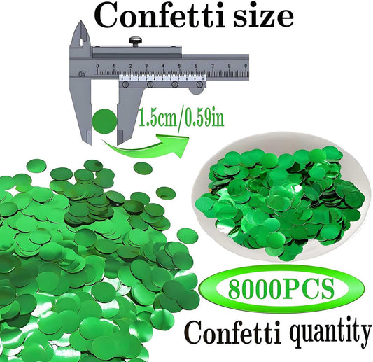 Green Round Foil Confetti Beautiful Metallic Table Confetti Glitter for Fill Balloons, St. Patrick's Day ,Wedding,Birthday, Party,Festival Decoration(8000PCS)