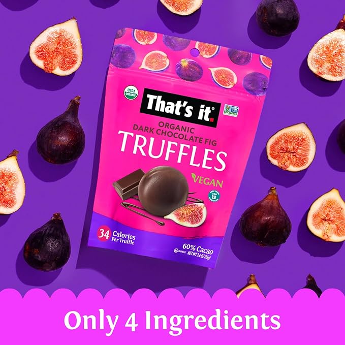 That's it Organic Dark Chocolate & Fig Truffles. 100% Plant-Based, Vegan, Gluten-Free, All Natural (3 Pack)