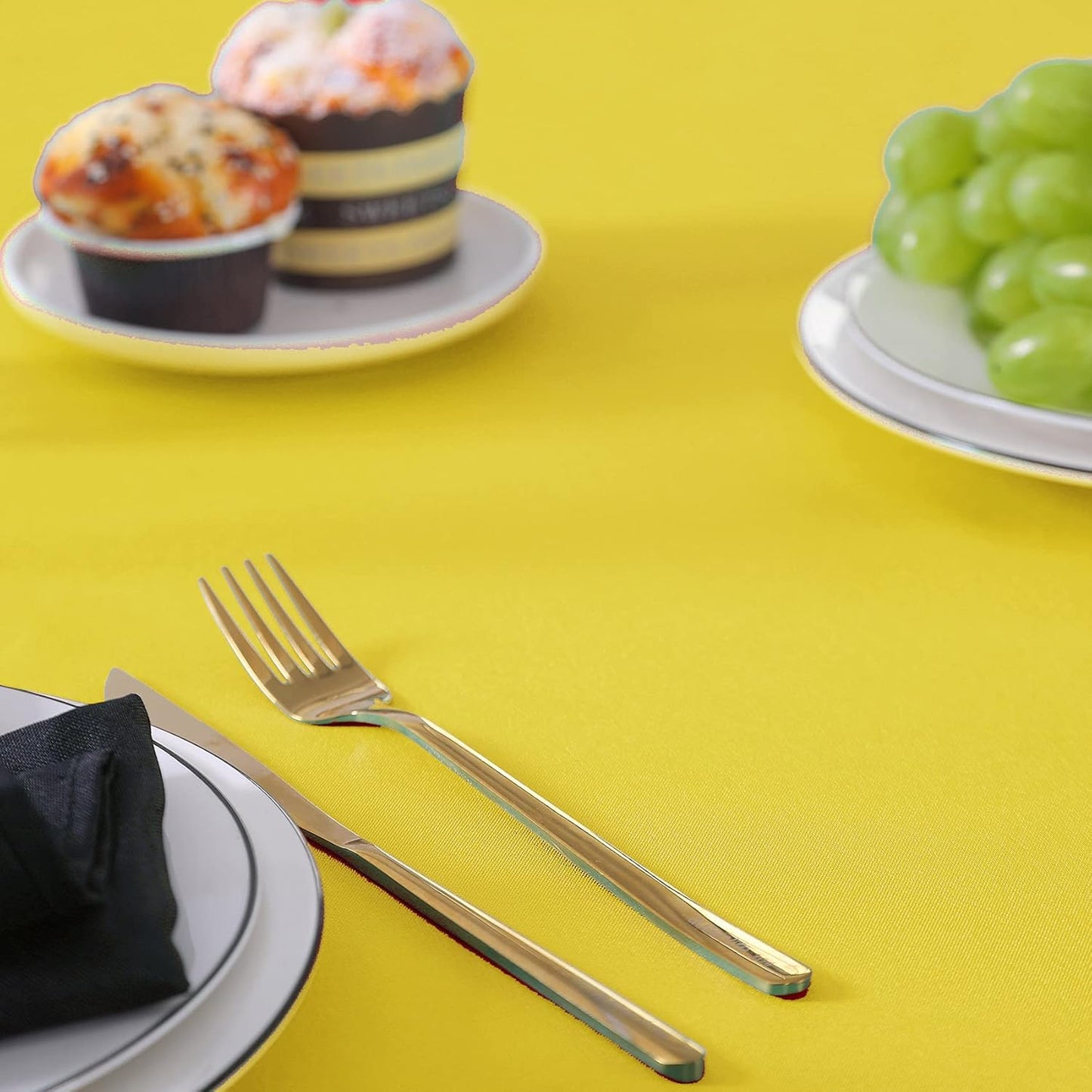 60 inch Round Tablecloth Washable Polyester Table Cloth Decorative Table Cover for Wedding Party Dining Banquet(60 inch,Yellow)
