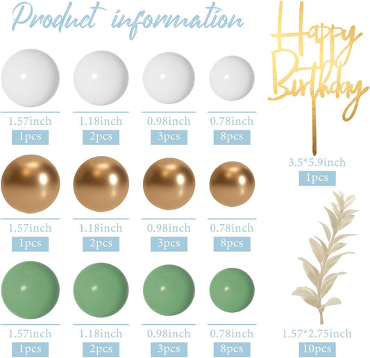 MIAHART Ball Cake Toppers Boho Grass Cake Topper Ball Cake Insert Decoration for Birthday Wedding Baby Shower Party Decorations Boho Themed Party Supplies (green,gold,white)