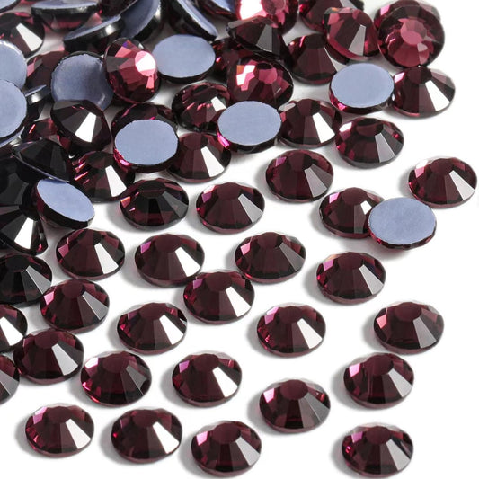 Beadsland Hotfix Rhinestones, 1440pcs Flatback Crystal Rhinestones for Crafts Clothes DIY Decorations, Amethyst, SS12, 3.0-3.2mm