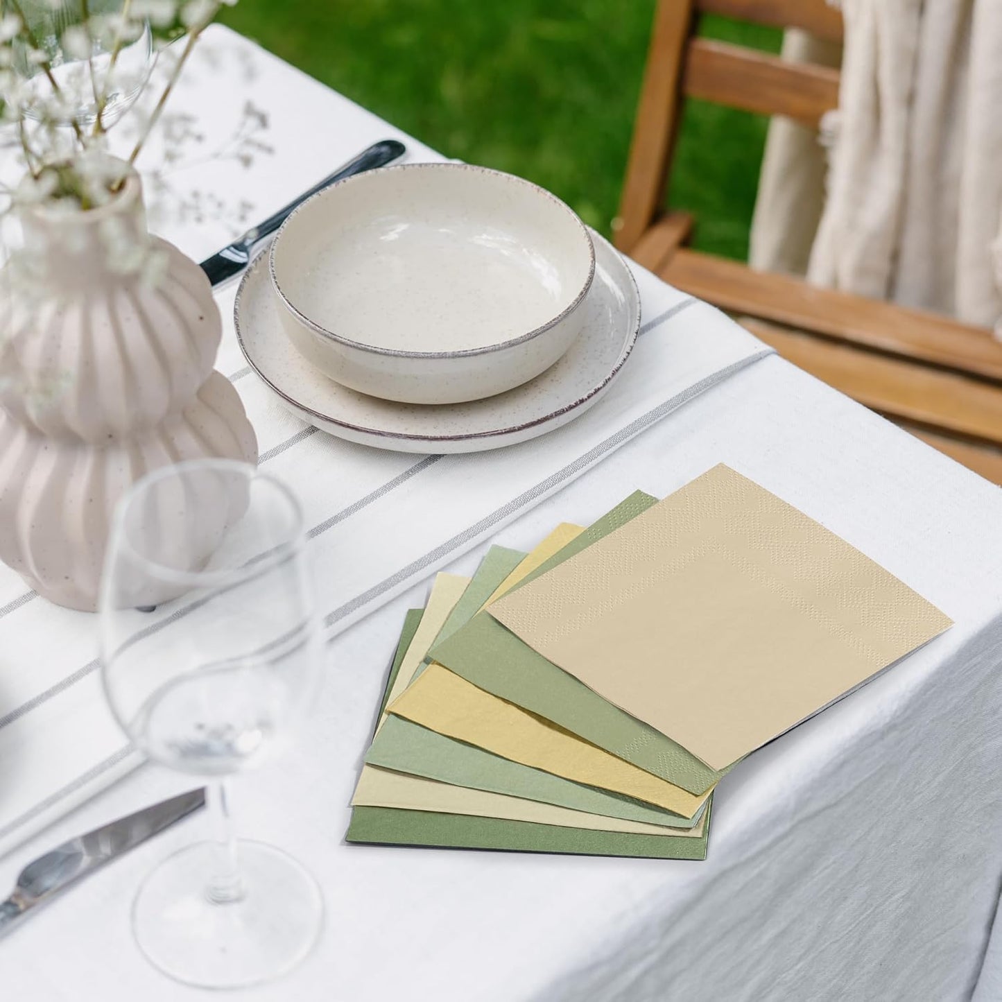 150 Pieces Sage Green Paper Napkins Cocktail Napkin Beverage Luncheon Napkins 2 Ply for Party Favors, 6 Colors