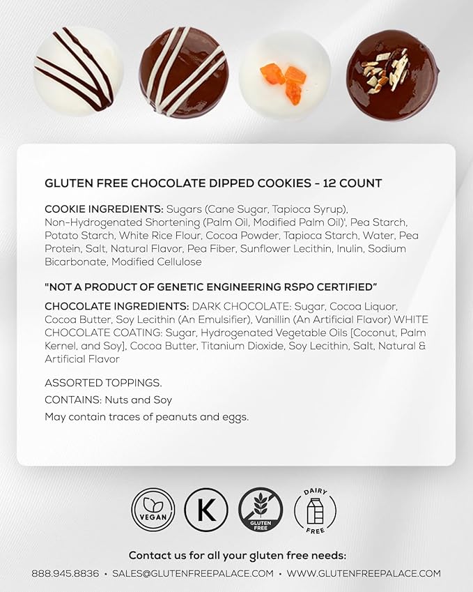 Gluten Free Palace Holiday Gift Basket – Vegan Gluten Free Chocolate Covered Cookies – Gourmet Cookie Gift for Christmas, Thanksgiving & New Year – Delicious Holiday Treats for Men & Women (20 Count)
