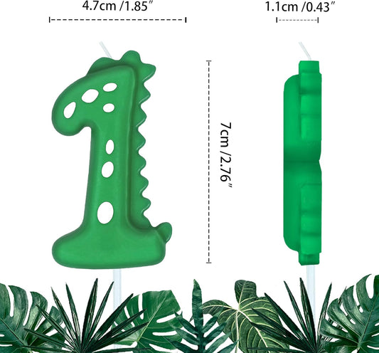 Number Birthday Candles(1 Candle Green) Dinosaur Shape Number Happy Birthday Cake Candles for Dinosaur Birthday Party Decoration Reunions Theme Party