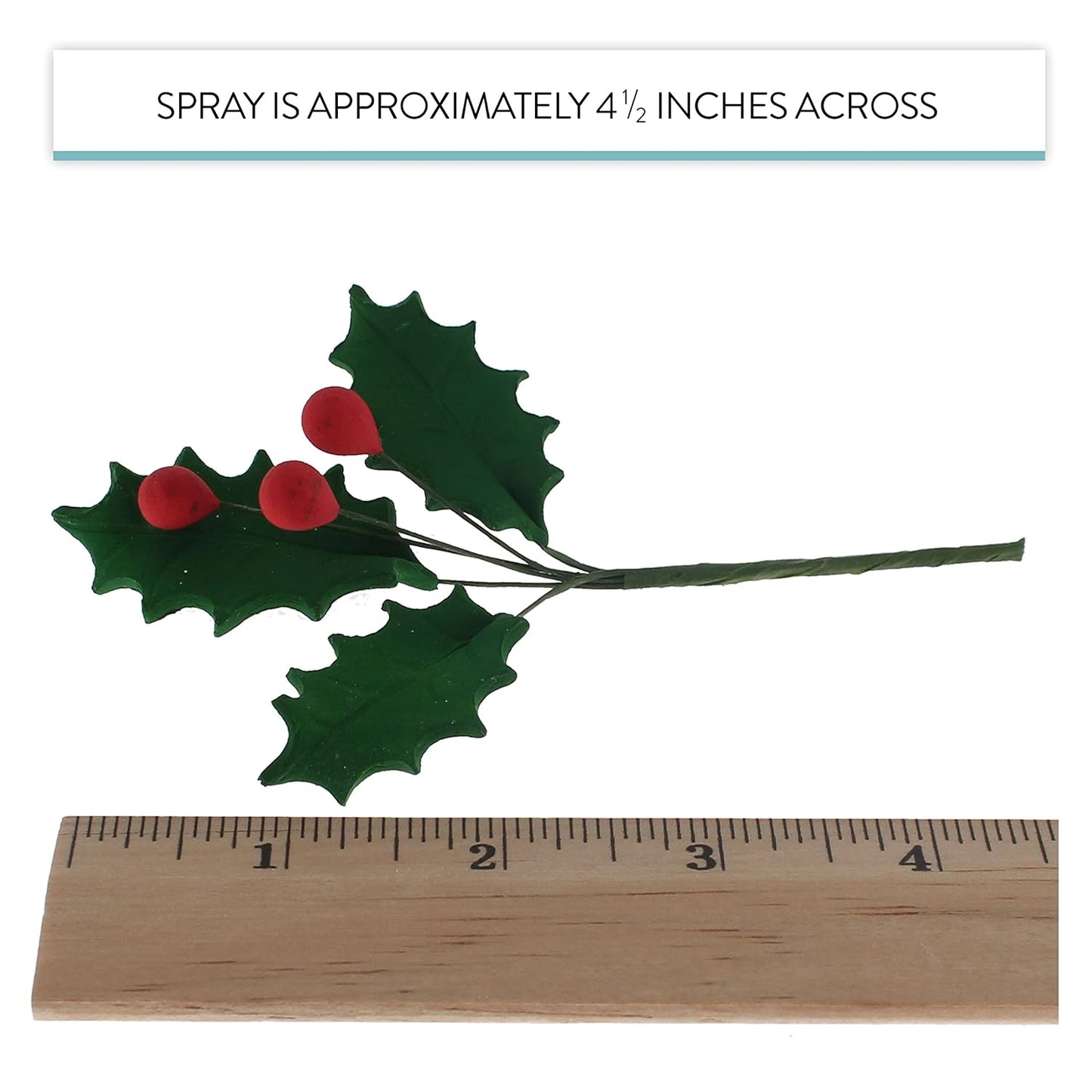 Global Sugar Art Christmas Cake Holly, 3-Leaf Sugar Cake Flower Spray, 5 Count by Chef Alan Tetreault