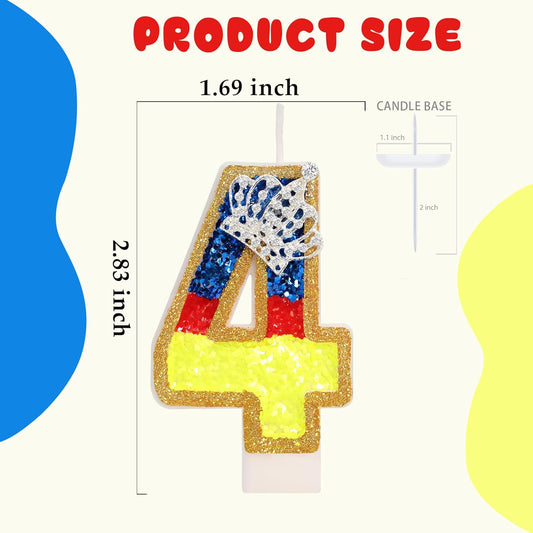 Birthday Candle for Cake, Princess Number Cake Candles, 2.76 inch Cake Topper Decoration for Birthday Party (Number 4)