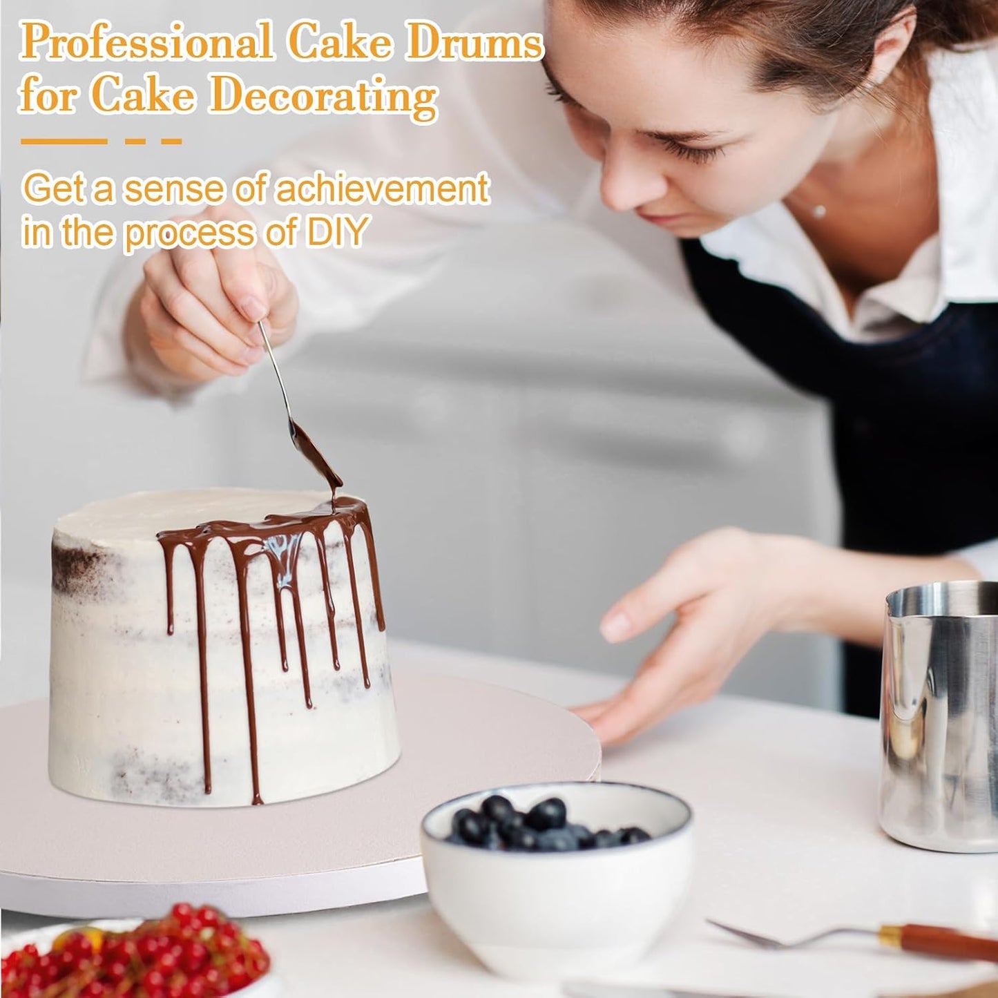 12 PCS Cake Drums 10 Inch, 10inch Drum, Cake Boards 10 Inch Round, 1/2" Thick Cardboard, Sturdy Circle, Base para Pastel Cardboard Base White Cake Boards for Wedding