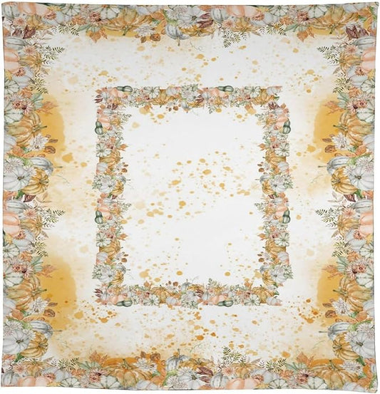 YCness Fall Tablecloth Thanksgiving Autumn Harvest Orange Watercolor Pumpkin Leaves Table Cover for Party Picnic Dinner Decor 60x120 Inch Rectangle