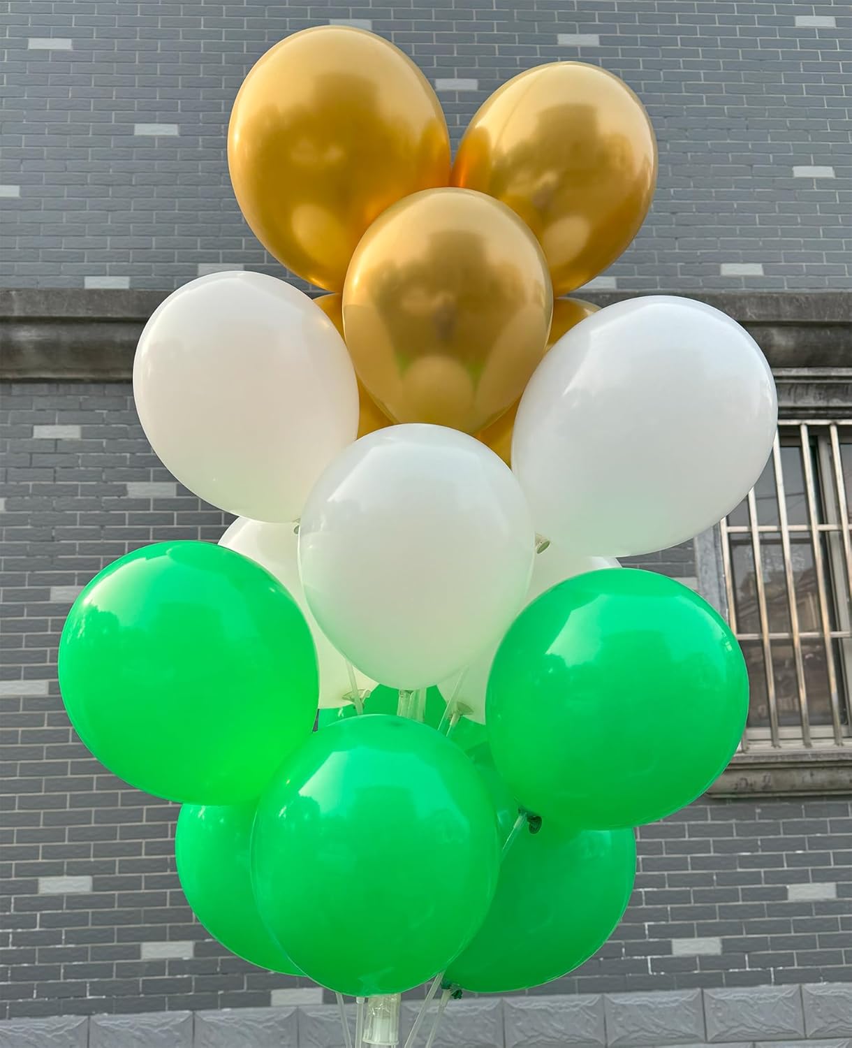 60 Pack 12 Inch Latex Balloons - Green White Gold for St. Patrick's Day, Spring Summer Decor, Birthday Graduation Wedding Baby Shower Party Supplies