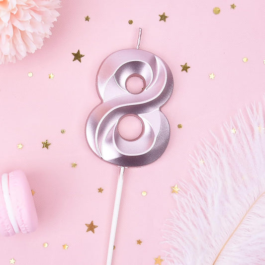 PHD CAKE 2.76 Inch Diamond Rose Gold 8 Number Birthday Candles, Rose Gold Number Candles, Cake Number Candles, Party Celebration