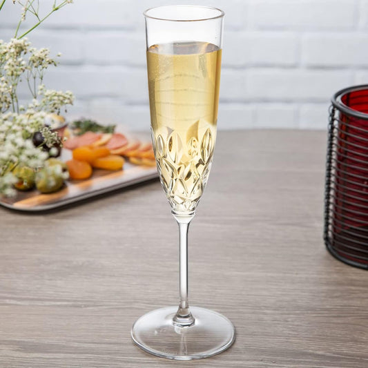 48 Pack Plastic Champagne Flutes, Shatterproof Reusable Fancy Crystal Clear Champagne Glasses, 5 oz Acrylic Unbreakable Elegant Party Drinking Cocktail Wine Glasses Wedding Birthday Bar Goblets