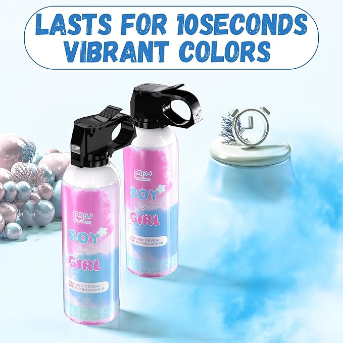 POPUPARTY Blue Gender Reveal Fire Extinguisher 2 Packs, Gender Reveal Smoke Bombs with 100% Biodegradable for Baby Boy Gender Reveal Decorations, Party Supplies