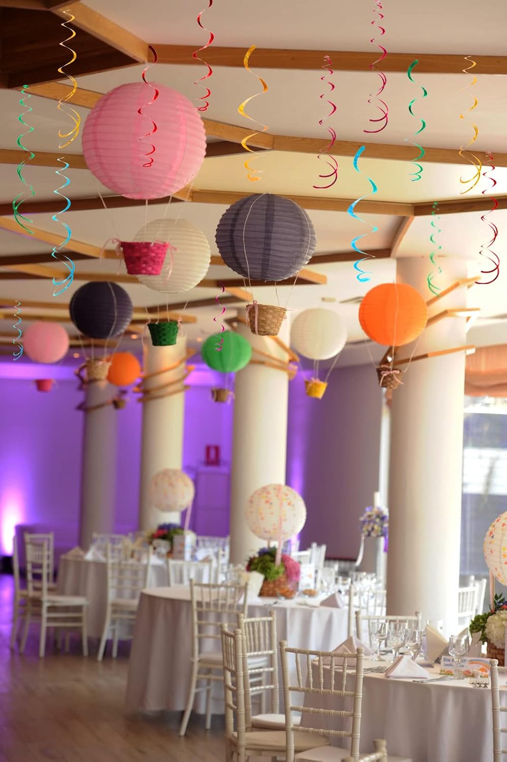 30 pcs Silver Hanging Swirls Decorations Swirl Party Decorations Plastic Party Streamer for Ceiling, 26"