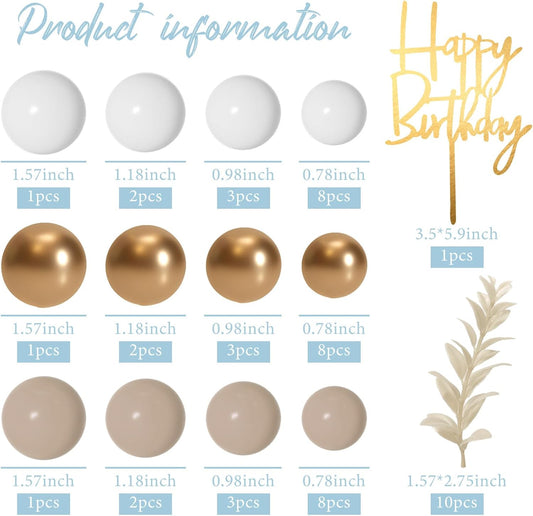 MIAHART Ball Cake Toppers Boho Grass Cake Topper Ball Cake Insert Decoration for Birthday Wedding Baby Shower Party Decorations Boho Themed Party Supplies (khaki,gold,white)