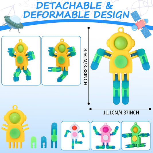 4Pcs Robot Pop Transformable Fidget Spinners - deformable Fidget Spinner Bulk,Fidget Spinner Keychain,Easter Stocking Stuffers Party Favors Gifts,Sensory Fidget Toys for Autism ADHD Stress Relief