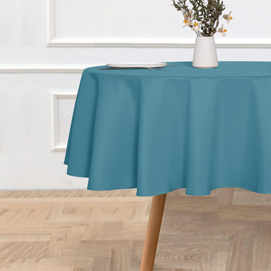 sancua Round Tablecloth - 70 Inch - Water Resistant Spill Proof Washable Polyester Table Cloth Decorative Fabric Table Cover for Dining Tables, Buffet Parties and Camping, Teal