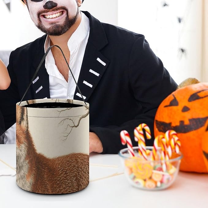Halloween Candy Bucket - Fox Trick Or Treat Candy Bag, Gift Bag for Party Favor Supplies