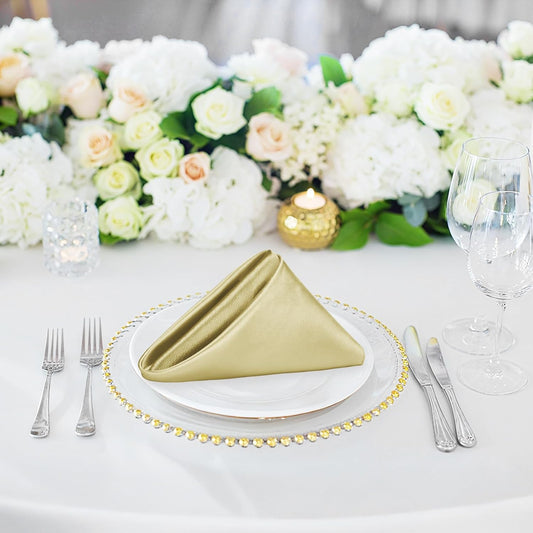 Bailarina 80 Pack Champagne Satin Napkins,17x17 Inches Wedding Napkins Square Soft Silky Table Napkins Bulk Decorative Elegant Cloth Napkin for Party Decoration, Banquet,Wedding,Graduation