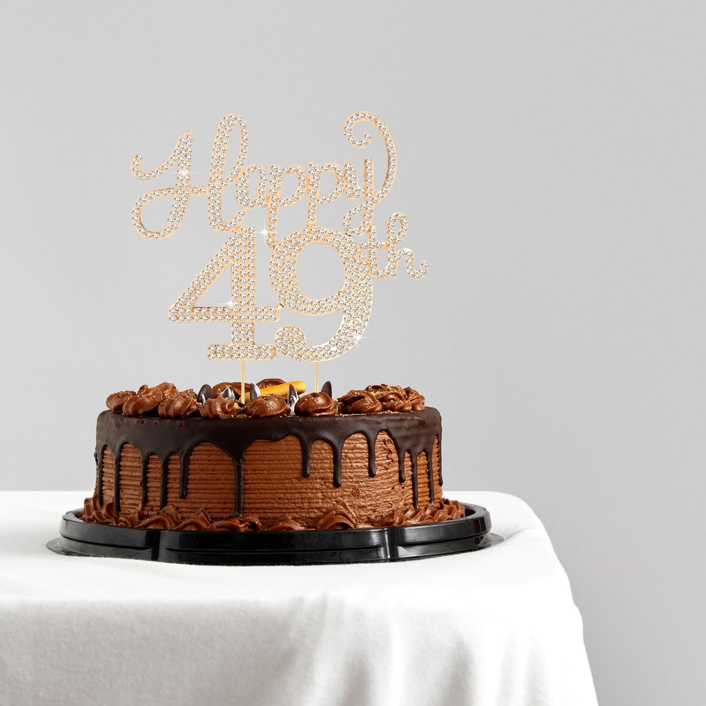Happy 49th Birthday Decorations,49th Birthday Gold Rhinestone Cake Topper - Cheers to 49 Years Old Bday Party Metal Sparkly Cake Centerpieces Sign.