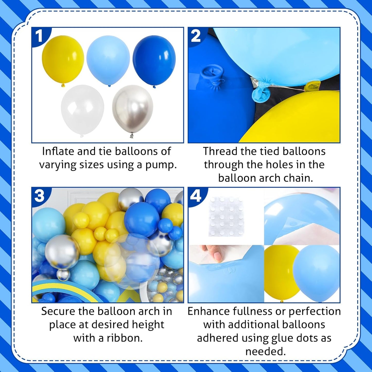 Blue and Yellow Balloons Arch Royal Blue Yellow Silver Balloons Garland with Clear Balloon Light Party Latex Balloon for Birthday Decorations Baby Shower Graduation