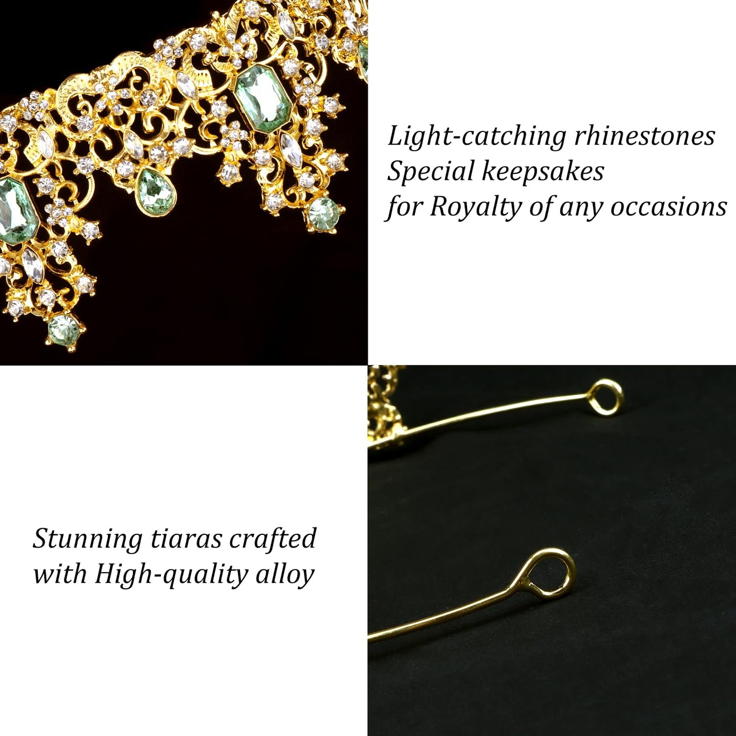 Didder Green Gold Princess Tiaras and Crowns for Women and Girls Birthday Tiara Crown Halloween Costume Party Prom