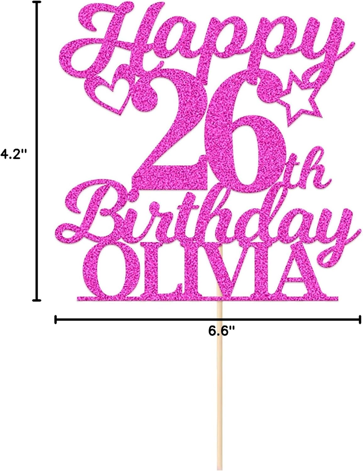 Personalized Happy Birthday Cake Toppers Birthday Cake Topper Gifts for Women Men Custom Glitter Cake Toppers with Any Name & Age for 18th 21st 30th 40th 50th 60th Cake Decorations (Pink)