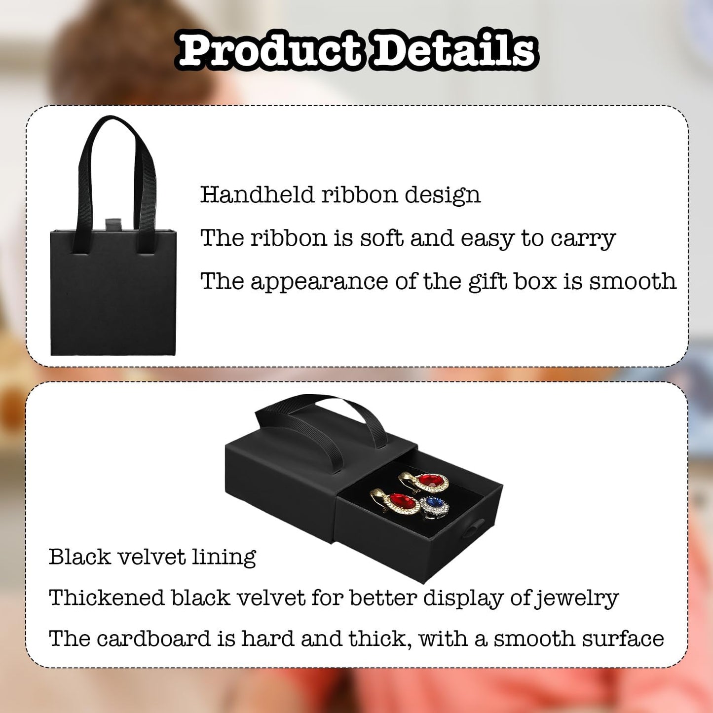 Small Jewelry Boxes, 12 Pack Jewelry Gift Boxes Drawer Jewelry Box Necklace Box, Jewelry Gift Box Necklace Gift Box For Earrings Rings Necklace Bracelet,4 x 4 x 1.7 Inches (Black)