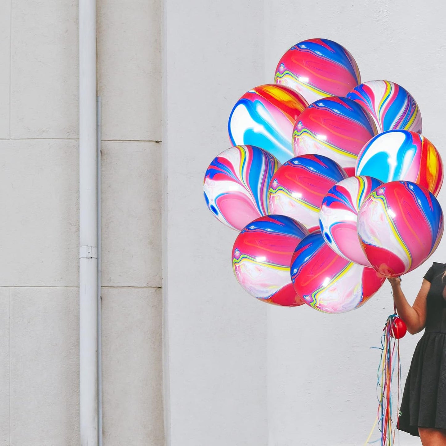 Rainbow Tie Dye Balloons - 50 PCS 12 Inch Marble Agate Latex Swirl Hippie Party Balloons for Tie Dye & Christmas Birthdays