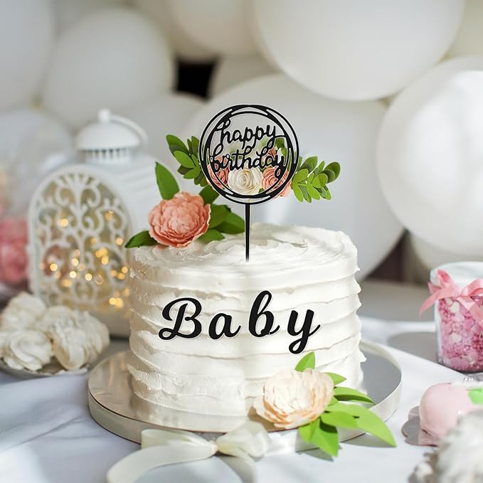 Teenyyou 68 Pcs Acrylic Alphabet Number Cake Topper 0-9 Number and A-z Letters Personalized Cake Picks Decor DIY Name Cupcake Toppers Christmas Wedding Baby Shower Party(Black)