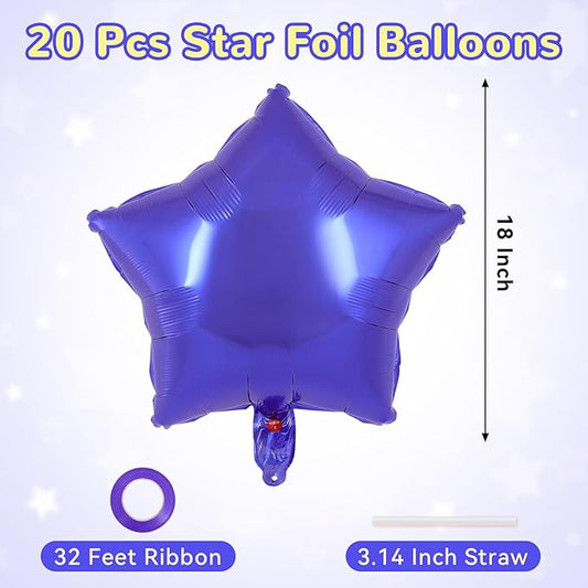 20 Pcs Purple Star Balloons,18 Inch Star Foil Balloons,Stars Shaped Balloon Mylar Helium Balloon for Birthday Party Anniversary Wedding Baby Shower Decorations (Purple)