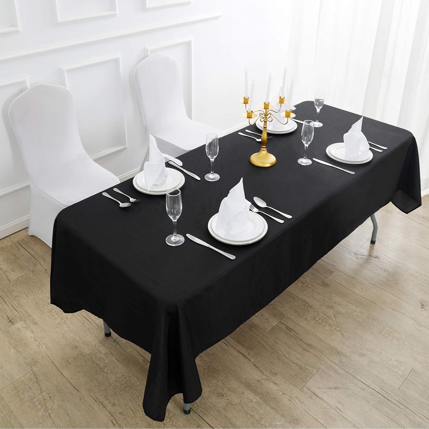 Rectangle Tablecloth 60x102 inch Washable Polyester Fabric Table Cloth for Wedding Party Dining Banquet Decoration(60x102, Black)