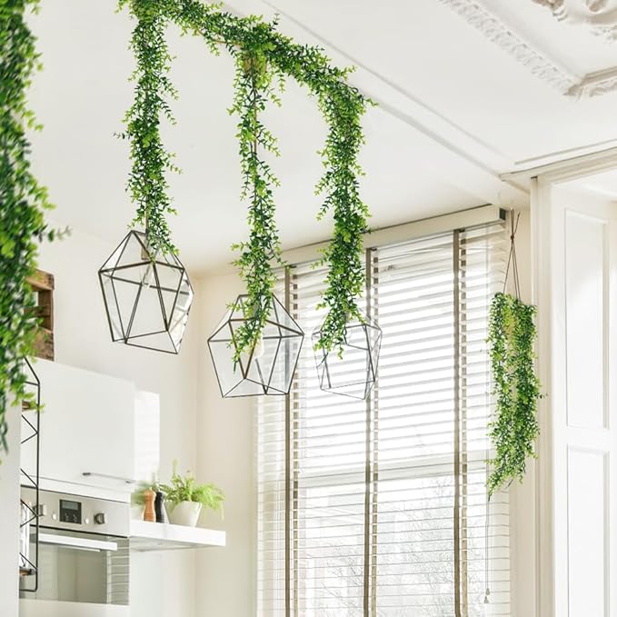 Artificial Eucalyptus Garland - Fake Greenery Leaves Vine Garlands Faux Hanging Plants for Home Mantle Table Wedding Backdrop Arch Wall Decoration, 3 Packs