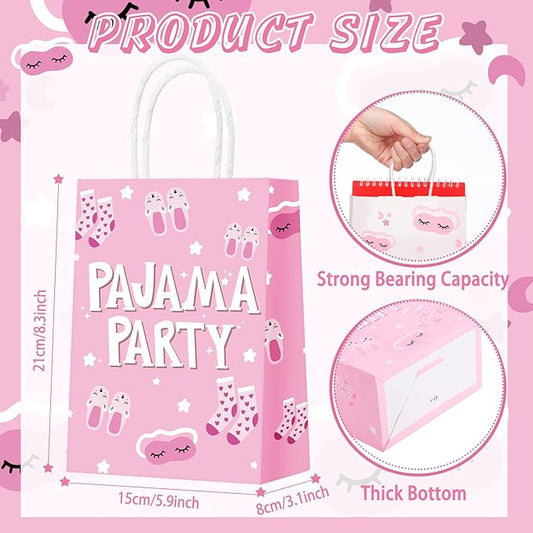 Outus 24 Pcs Sleepover Party Bags Slumber Glamper Pajama Favor Bags with Handle for Birthday Sleepover Party Favors
