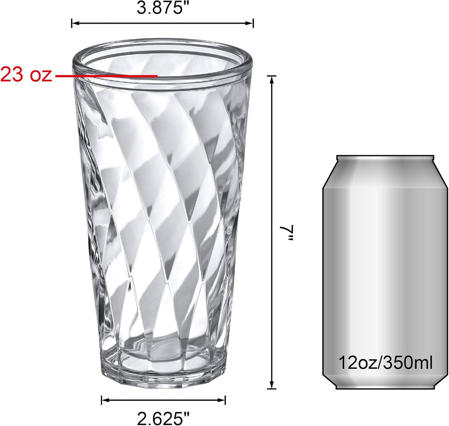 Amazing Abby - Alps - 22-Ounce Insulated Plastic Tumblers (Set of 4), Double-Wall Plastic Drinking Glasses, All-Clear High-Balls, Reusable Cups, BPA-Free, Shatter-Proof, Dishwasher-Safe