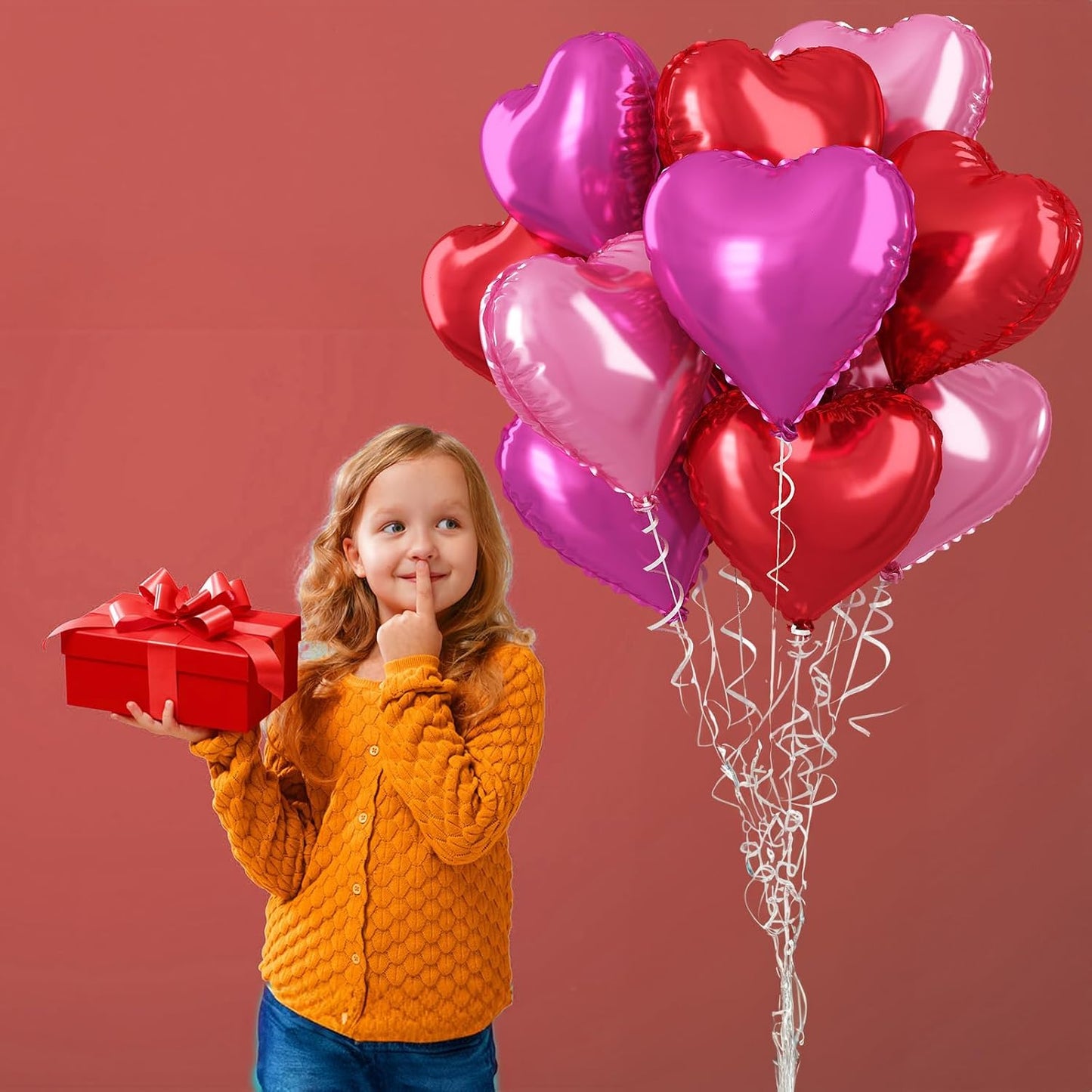 Hot Pink Foil Heart Balloons, 12 Pcs 18 Inch Mylar Heart Shaped Pink & Red Party Decoration for Birthdays, Weddings, Anniversaries, Valentine's Day