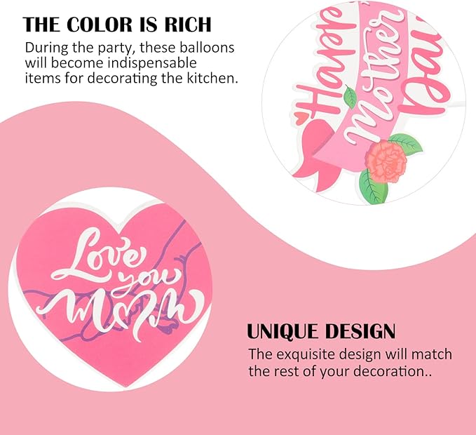 LOGOFUN Mothers Day Party Decorations Kit with Balloons Banners Cake Toppers for Festive Scene Setup and Celebration Supplies