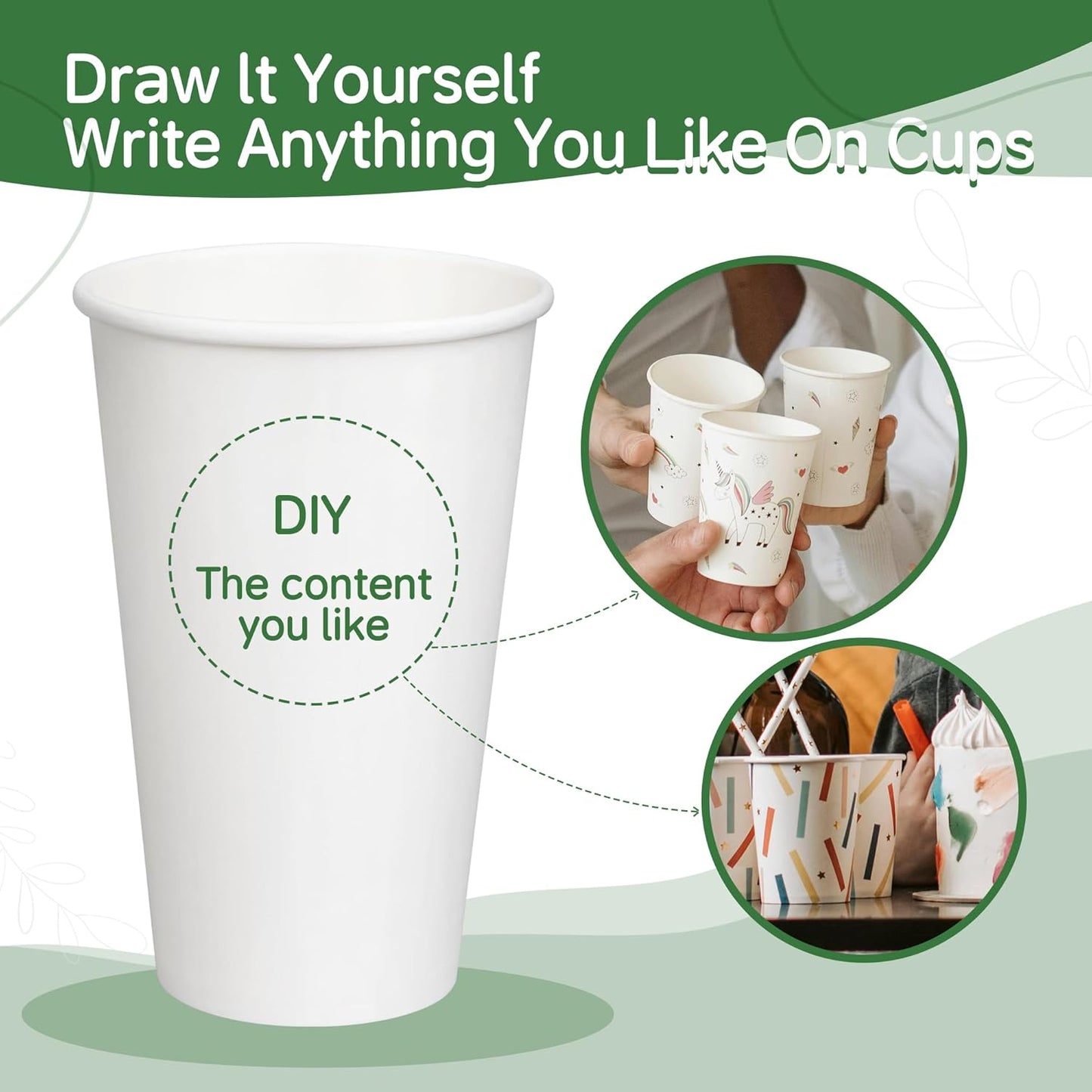 Coffee Cups 12 oz 300 Pack, 12 oz Paper Cups, Hot Beverage Drinking Cups, White Paper Hot Disposable Coffee Cups, Suitable for Party, Picnic, Travel, and Events