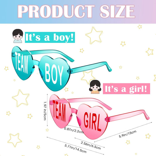 Konohan Gender Reveal Glasses Blue and Pink Sunglasses Frameless Team Girl and Team Boy Decor for Gender Reveal Party